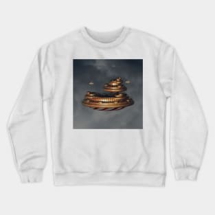 Gold and Red Fractal Floating City Crewneck Sweatshirt